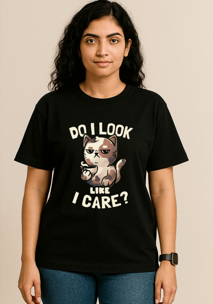 "Do I look like I care" oversized drop shoulder t-shirt