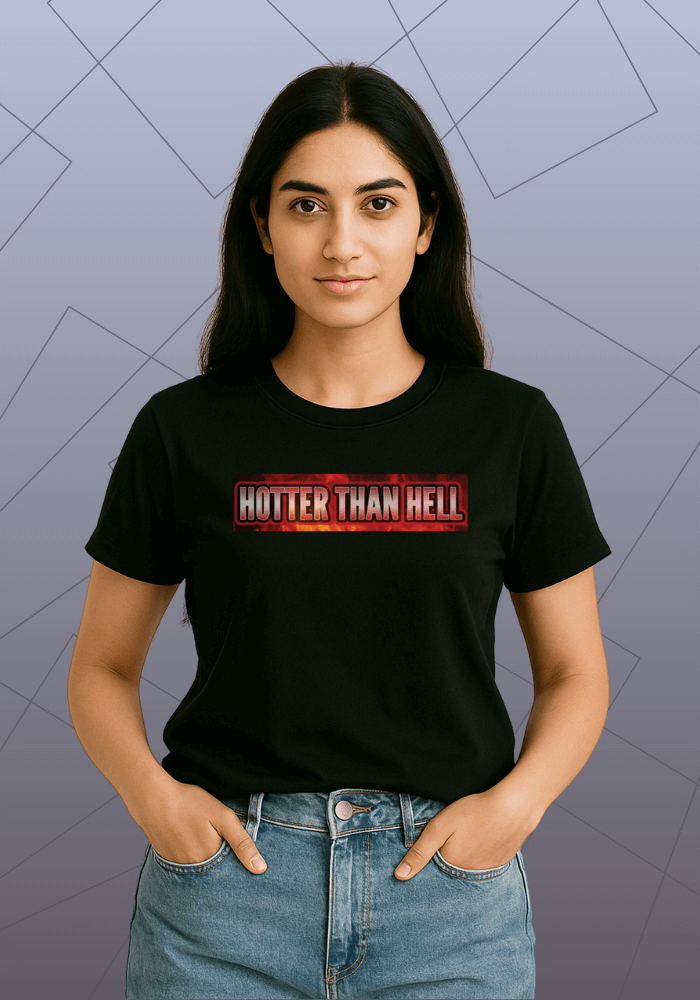 Premium Honeycomb Cotton T-shirt – Hotter Than Hell Statement Print