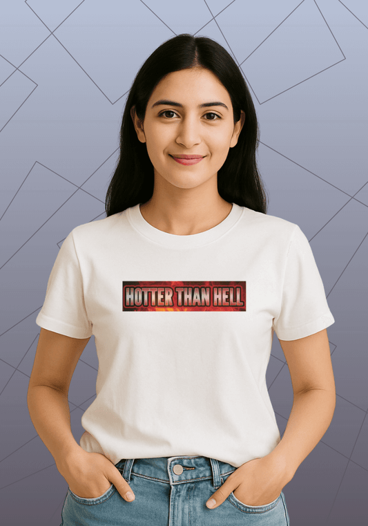 Premium Honeycomb Cotton T-shirt – Hotter Than Hell Statement Print