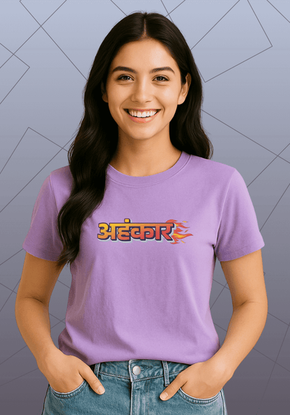 Premium Honeycomb Cotton Regular Fit T-Shirt with Bold Hindi Typography “Ahankaar”