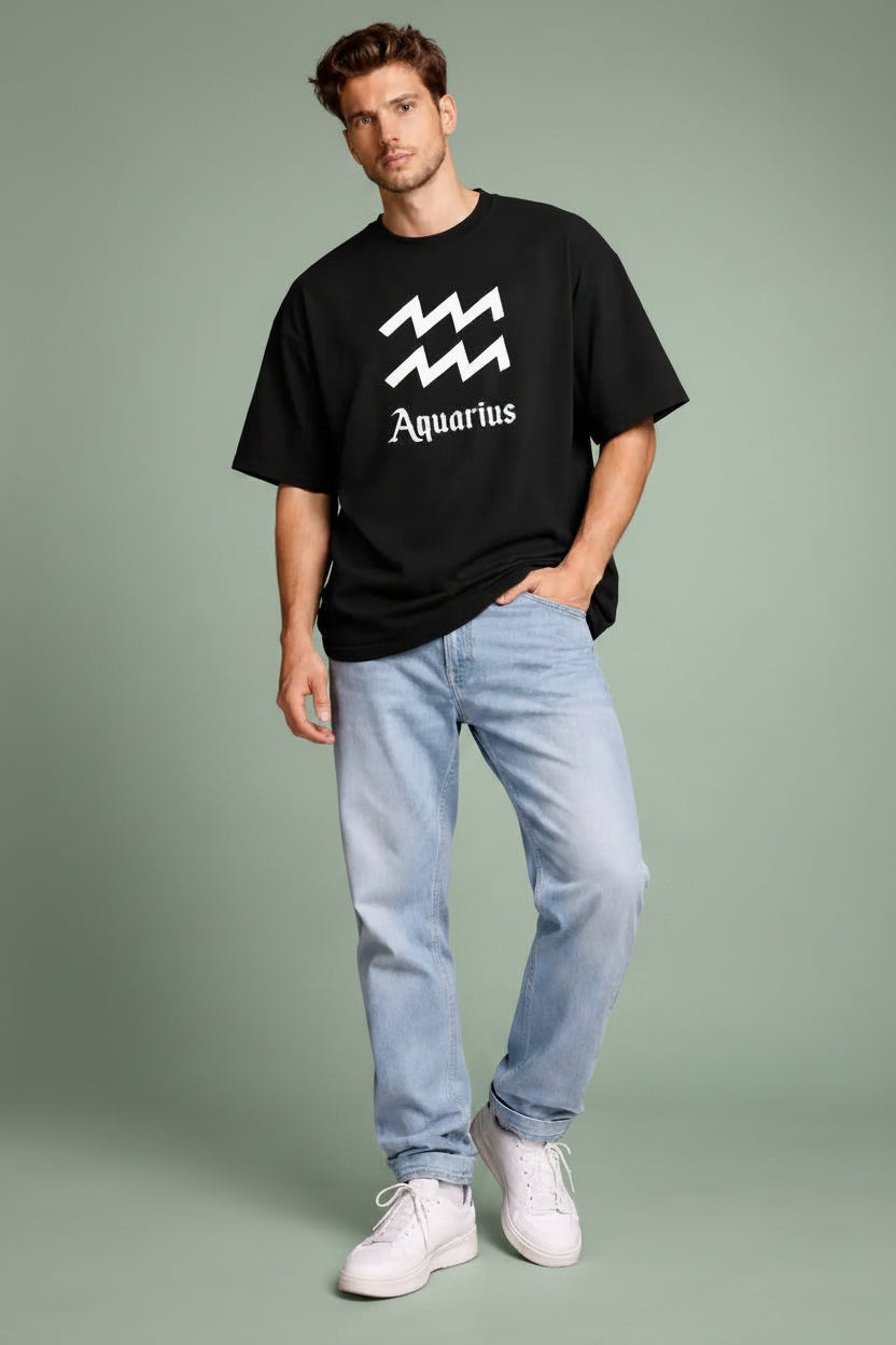 240gsm loopknit oversized black t-shirt.