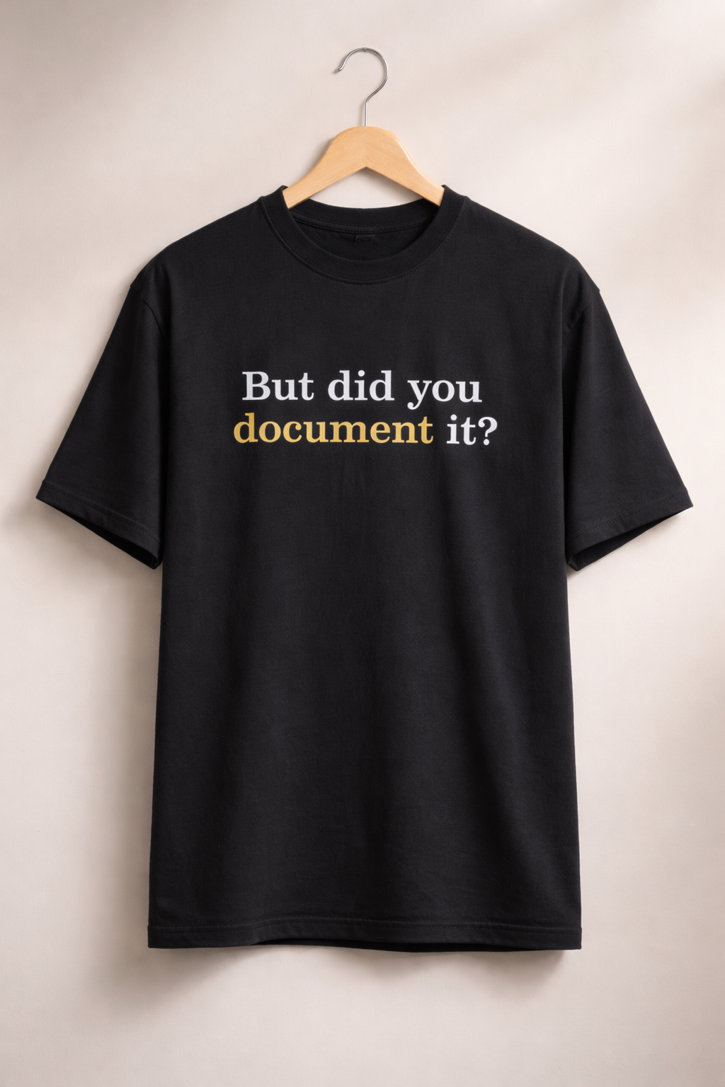 "Did you Document" Black Oversized office T-Shirt for men and women hermoza india