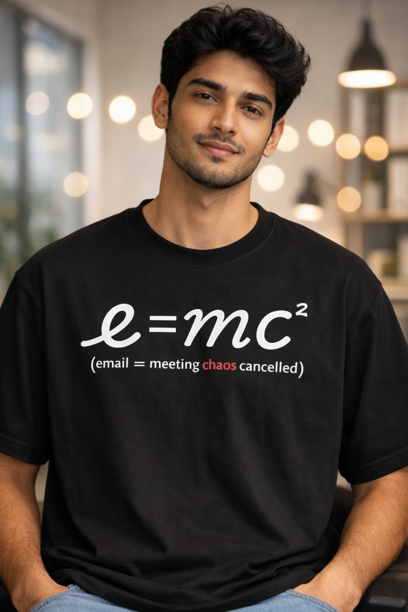 Meeting Chaos Black Oversized office T-Shirt for men and women hermoza india