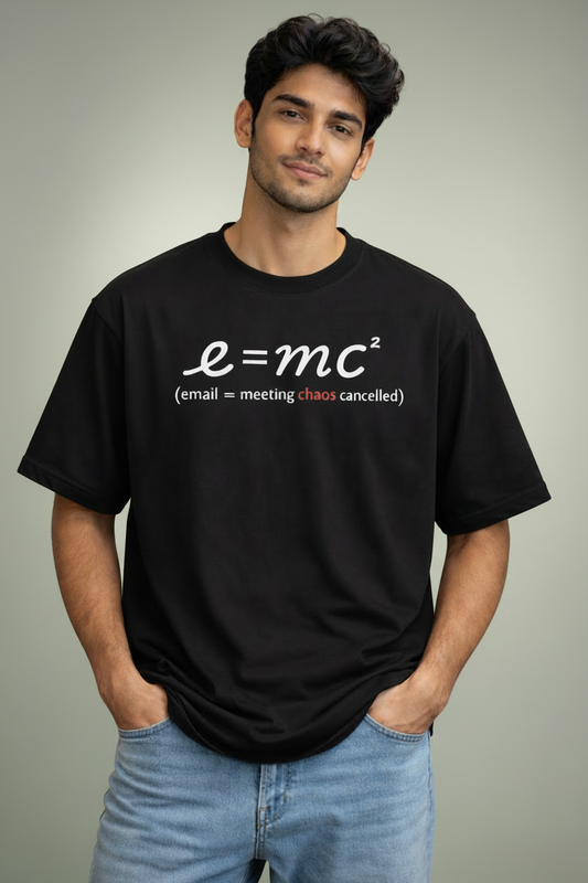 Meeting Chaos Black Oversized office T-Shirt for men and women hermoza india