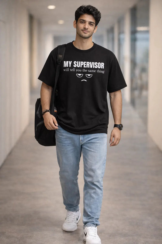 Sarcastic Agent Black Oversized office T-Shirt for men and women hermoza india