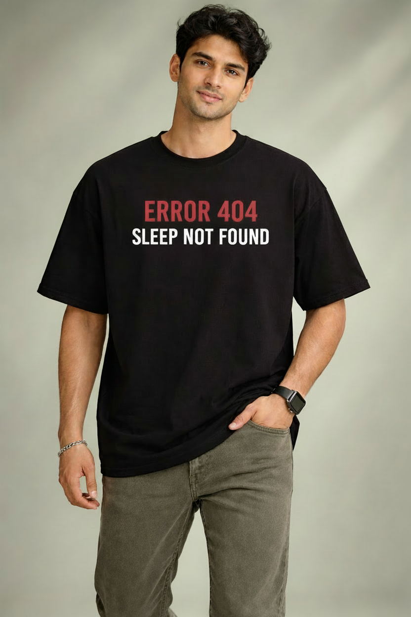 ERROR 404 Black Oversized office T-Shirt for men and women hermoza india