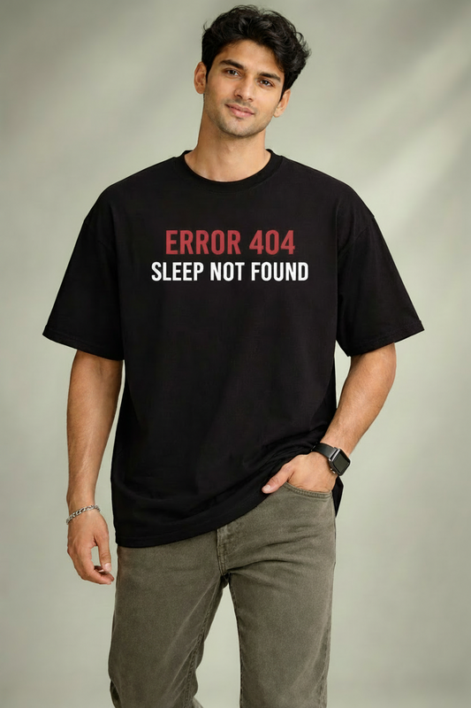 ERROR 404 Black Oversized office T-Shirt for men and women hermoza india