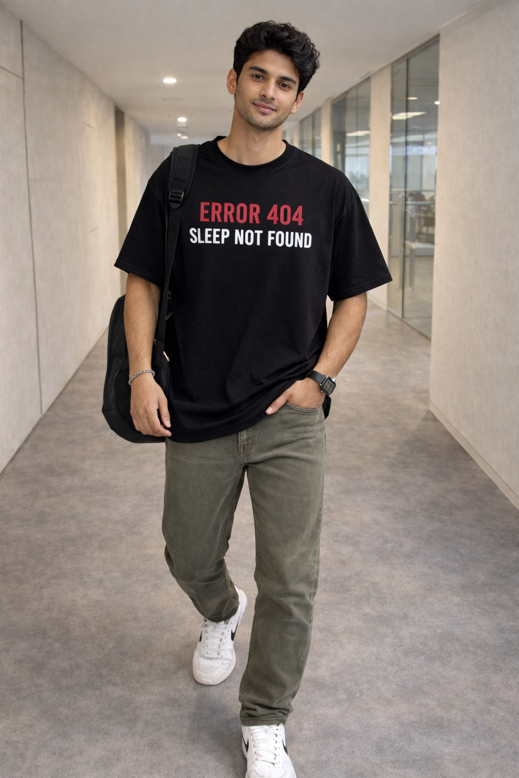 ERROR 404 Black Oversized office T-Shirt for men and women hermoza india