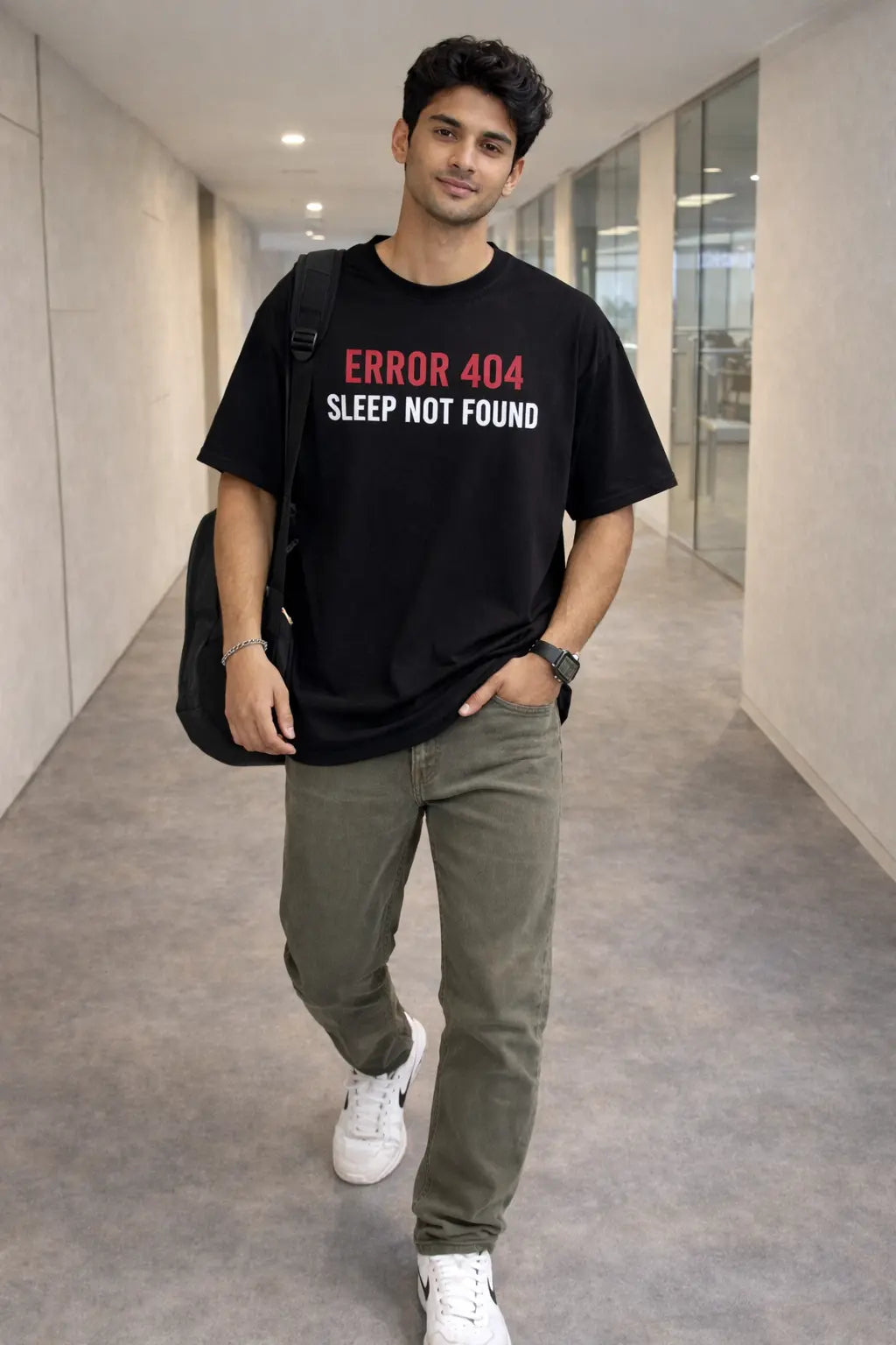 ERROR 404 Black Oversized office T-Shirt for men and women hermoza india