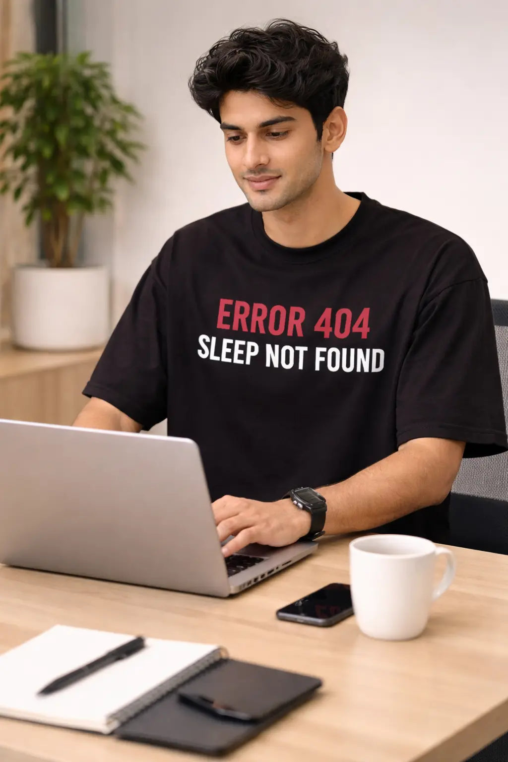 ERROR 404 Black Oversized office T-Shirt for men and women hermoza india