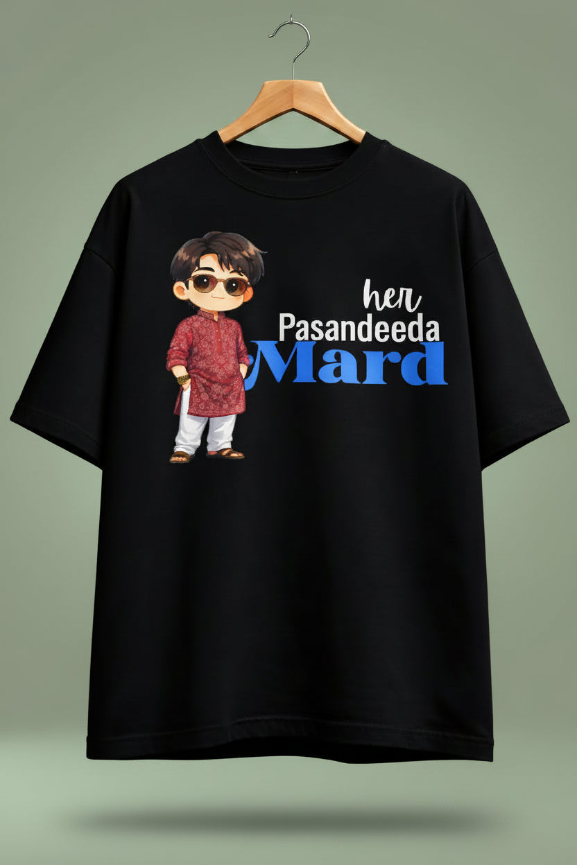 Pasandeeda Mard oversized black Couple T-Shirt for him