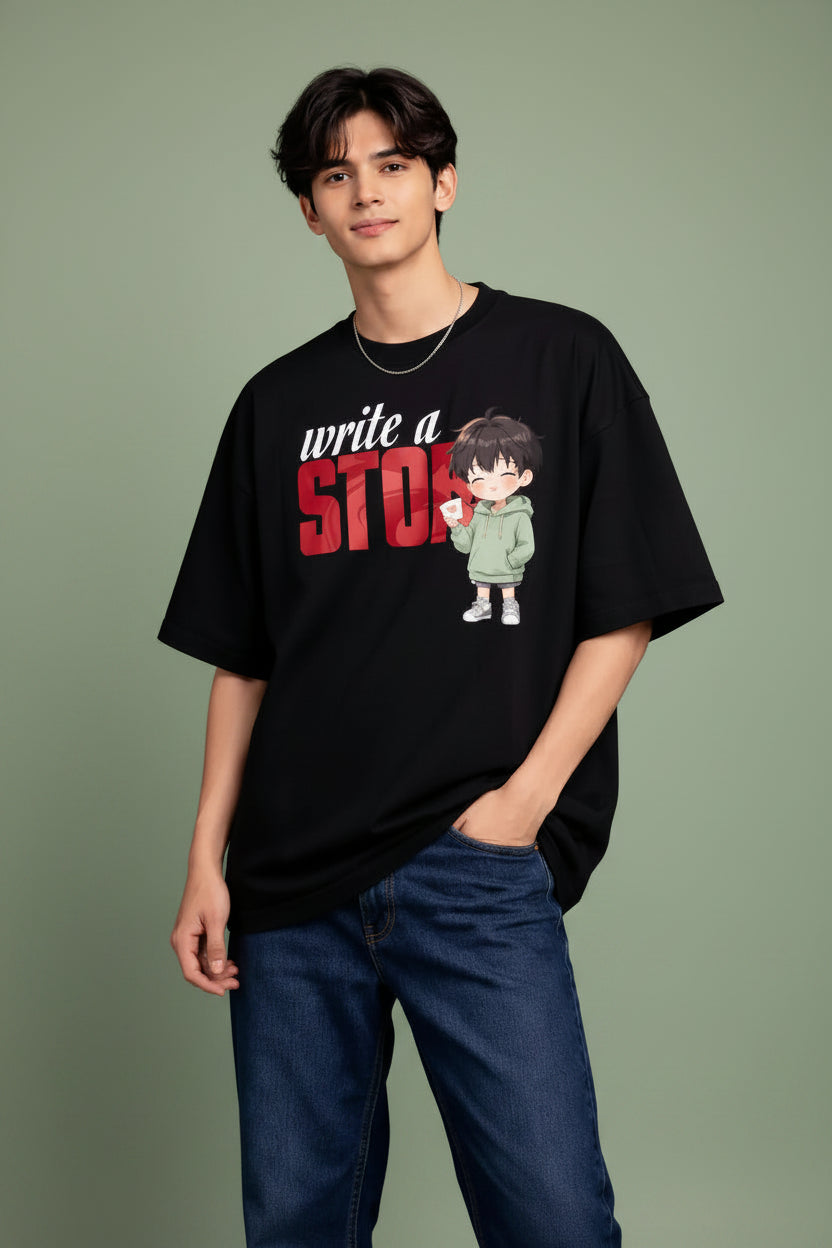 Write a story oversized black Couple T-Shirt for him