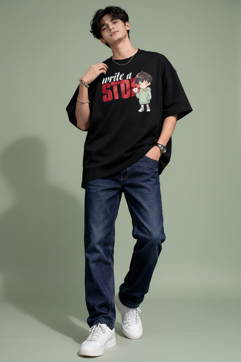 Write a story oversized black Couple T-Shirt for him