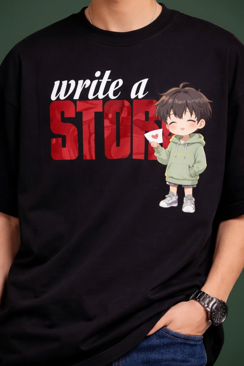 Write a story oversized black Couple T-Shirt for him