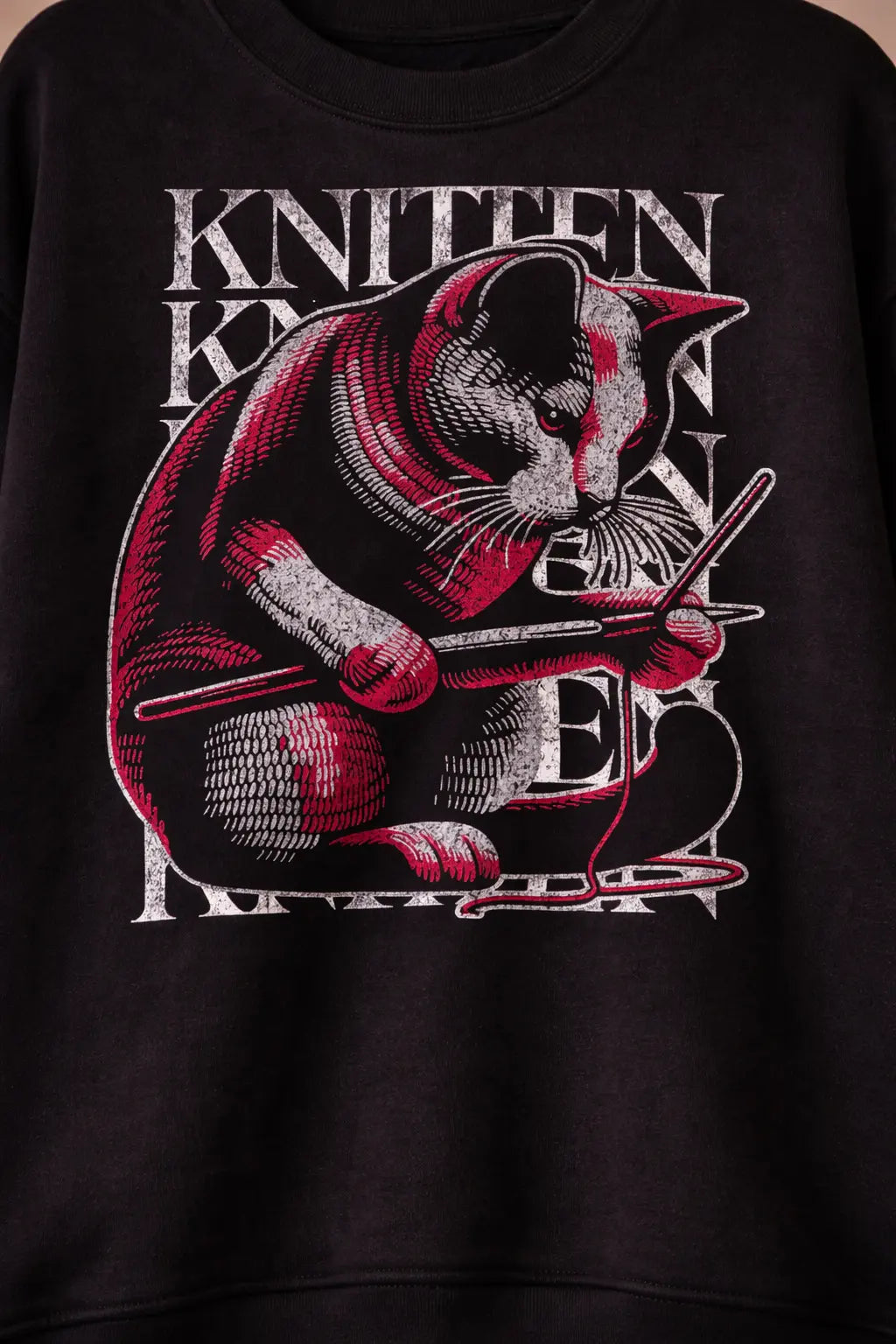 KNITTEN Cat Graphic Oversized Tee