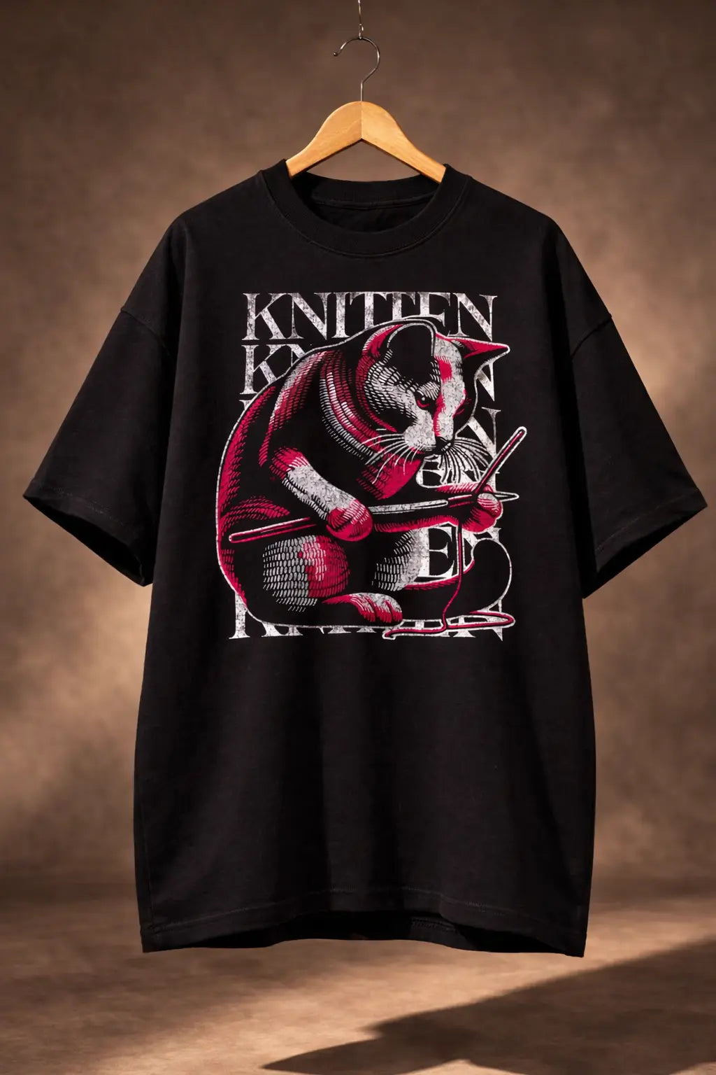 KNITTEN Cat Graphic Oversized Tee