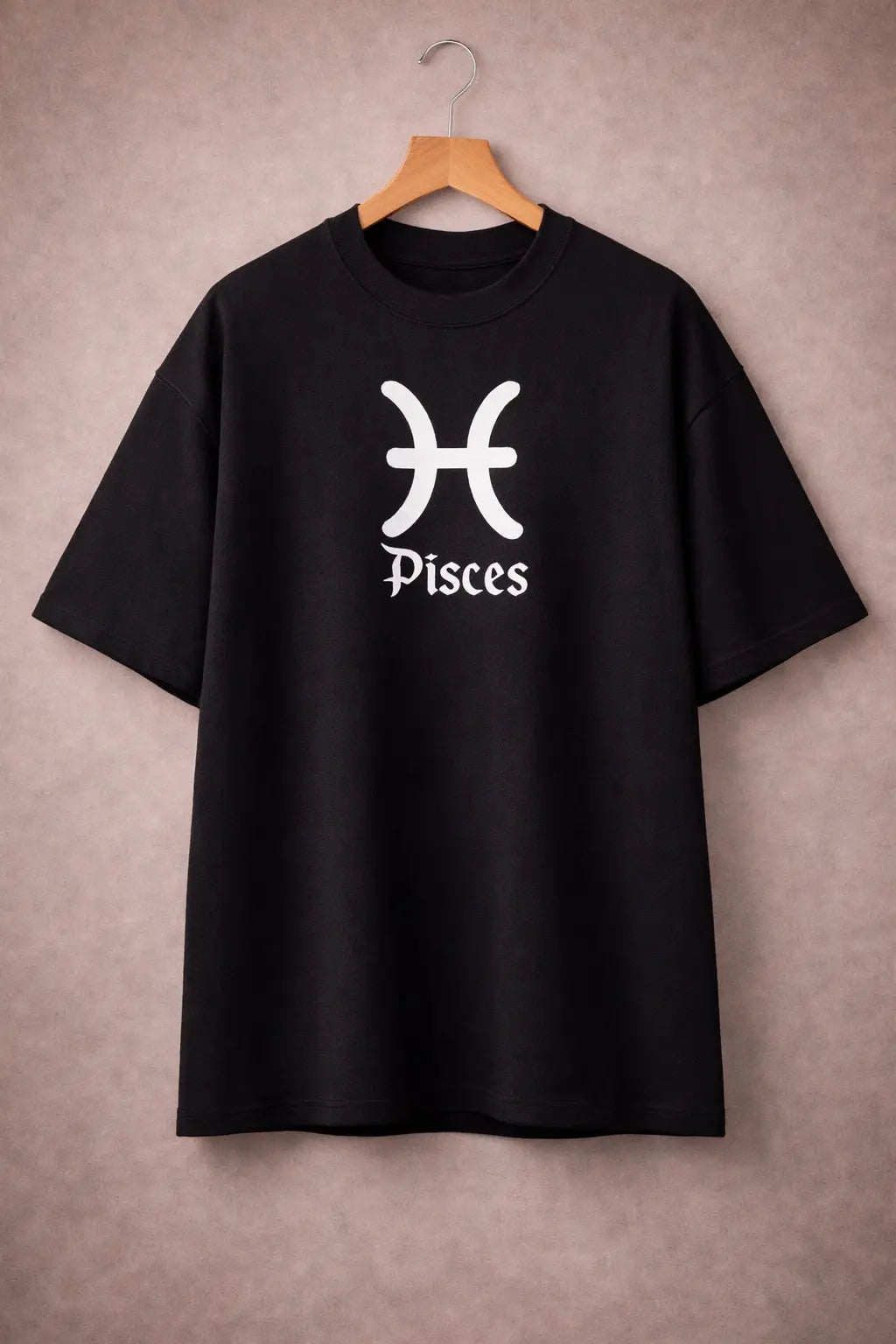 Pisces zodiac black oversized horoscope t-shirt