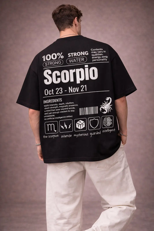 Scorpio zodiac black oversized horoscope t-shirt