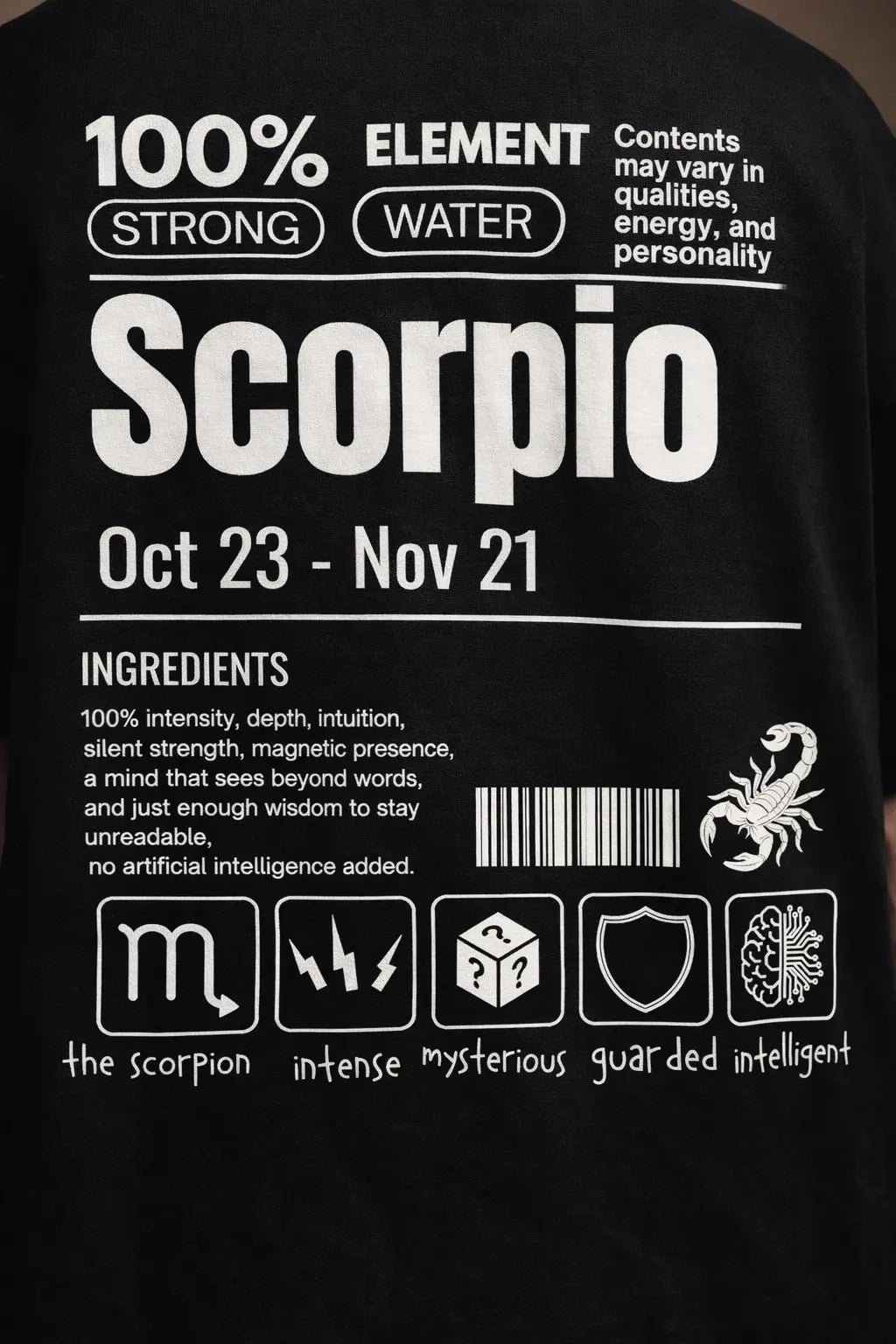 Scorpio zodiac black oversized horoscope t-shirt