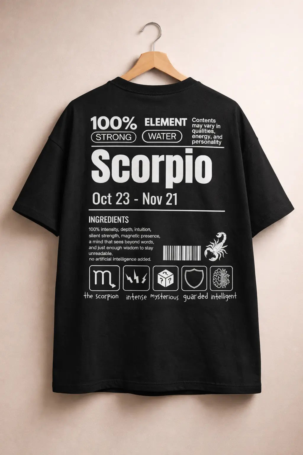 Scorpio zodiac black oversized horoscope t-shirt