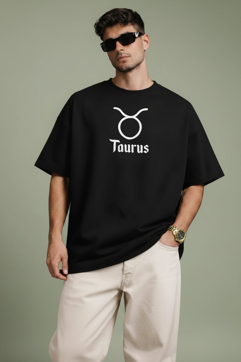 Taurus zodiac black oversized horoscope t-shirt