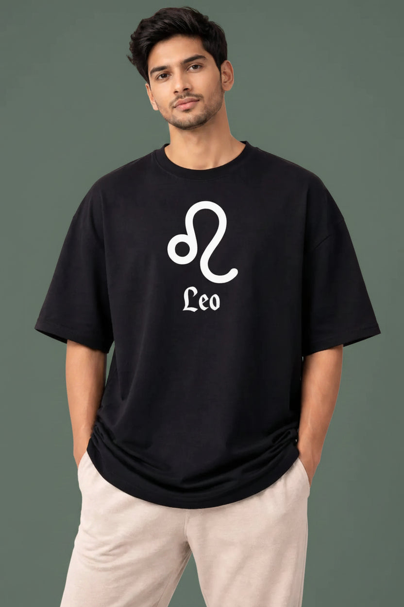 Leo zodiac black oversized horoscope t-shirt