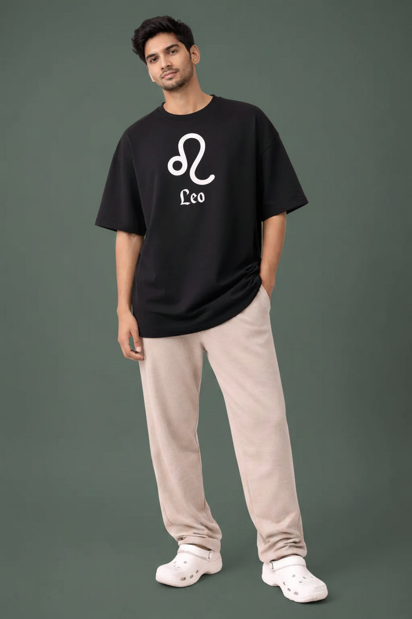 Leo zodiac black oversized horoscope t-shirt