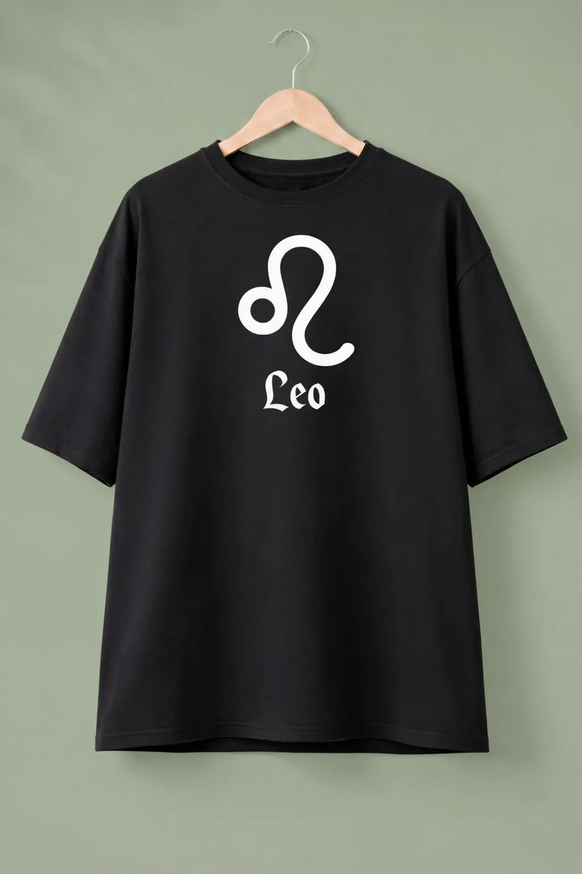 Leo zodiac black oversized horoscope t-shirt
