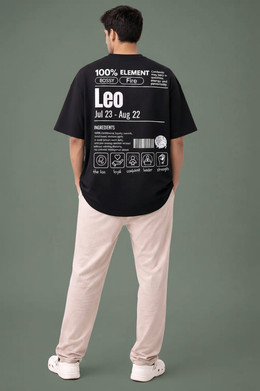 Leo zodiac black oversized horoscope t-shirt