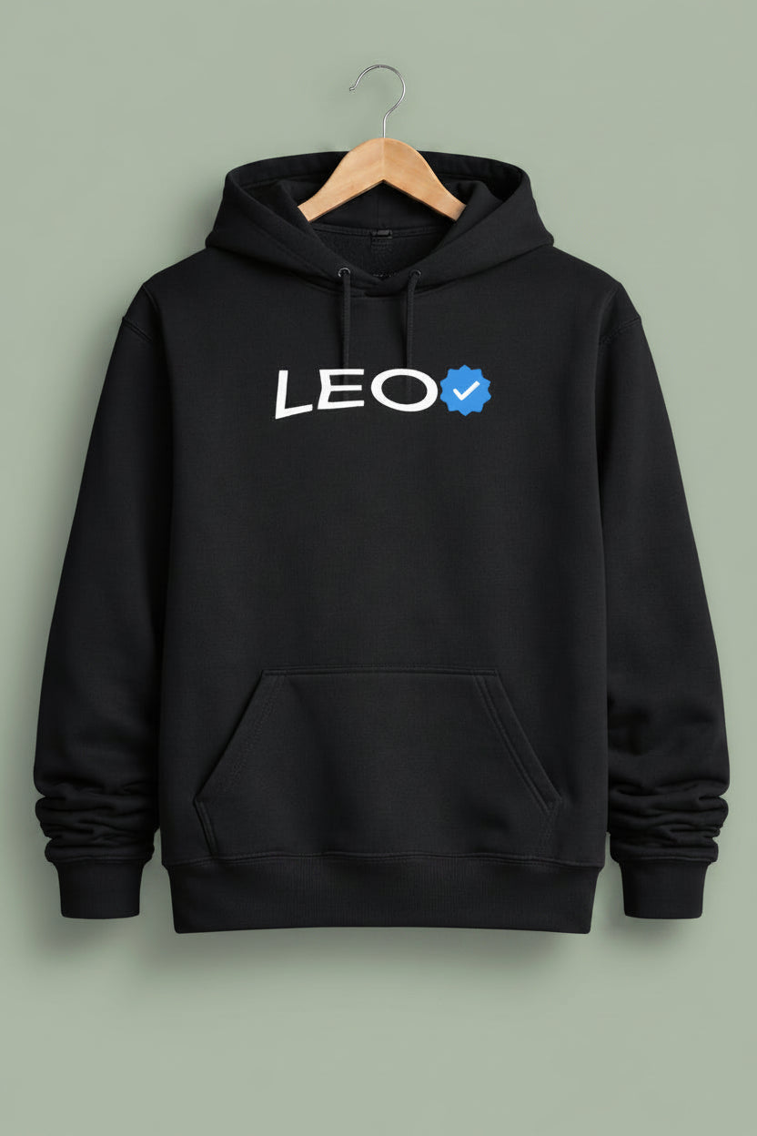 Leo Detailed black drop shoulder hoodie