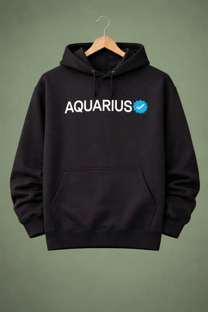 Aquarius Detailed black drop shoulder hoodie