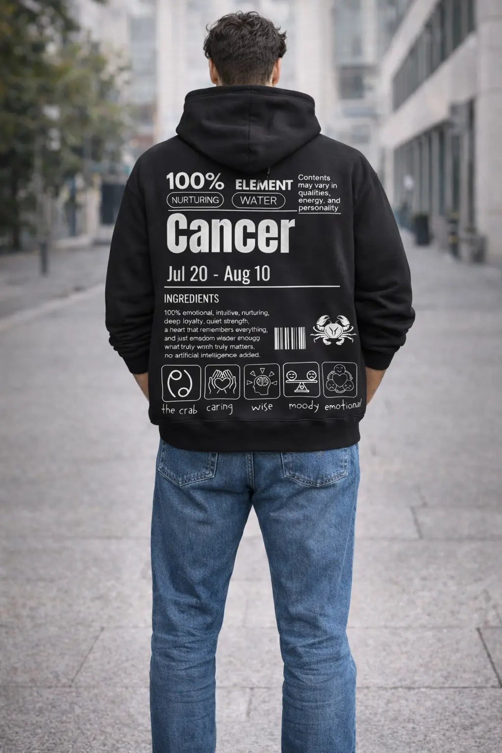 Cancer Detailed black drop shoulder hoodie