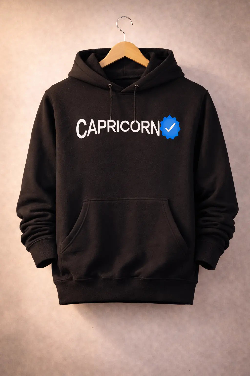 Capricorn Detailed black drop shoulder hoodie