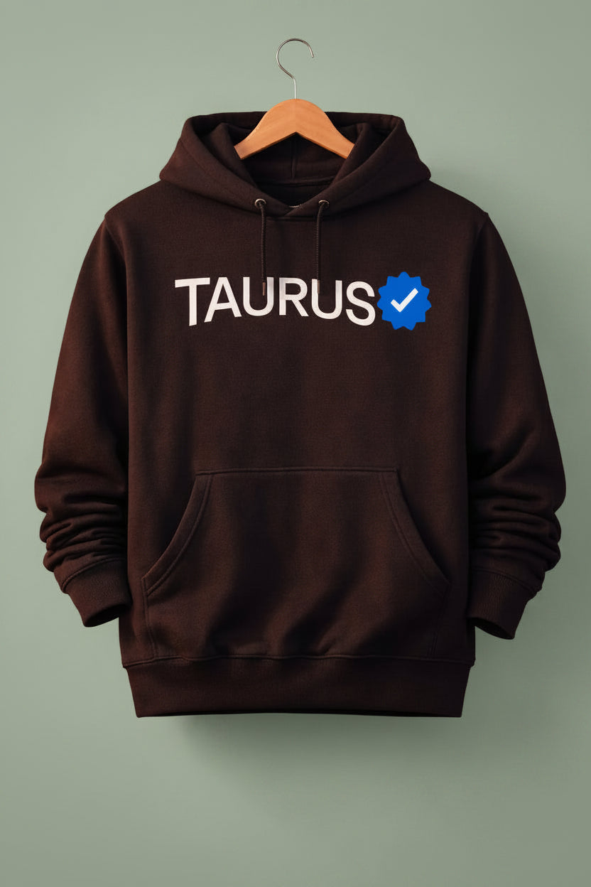 Taurus Detailed black drop shoulder hoodie