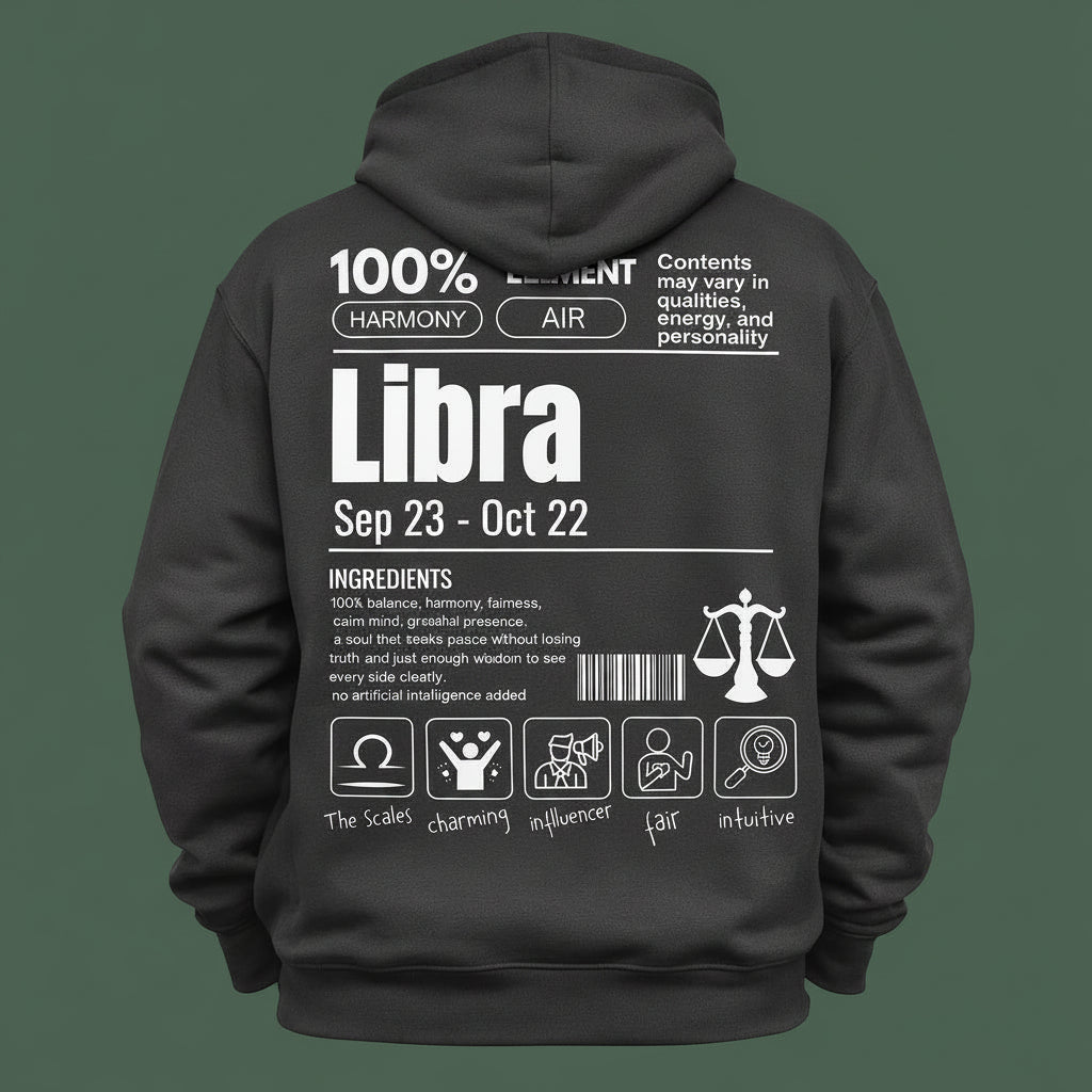 Libra Detailed black drop shoulder hoodie