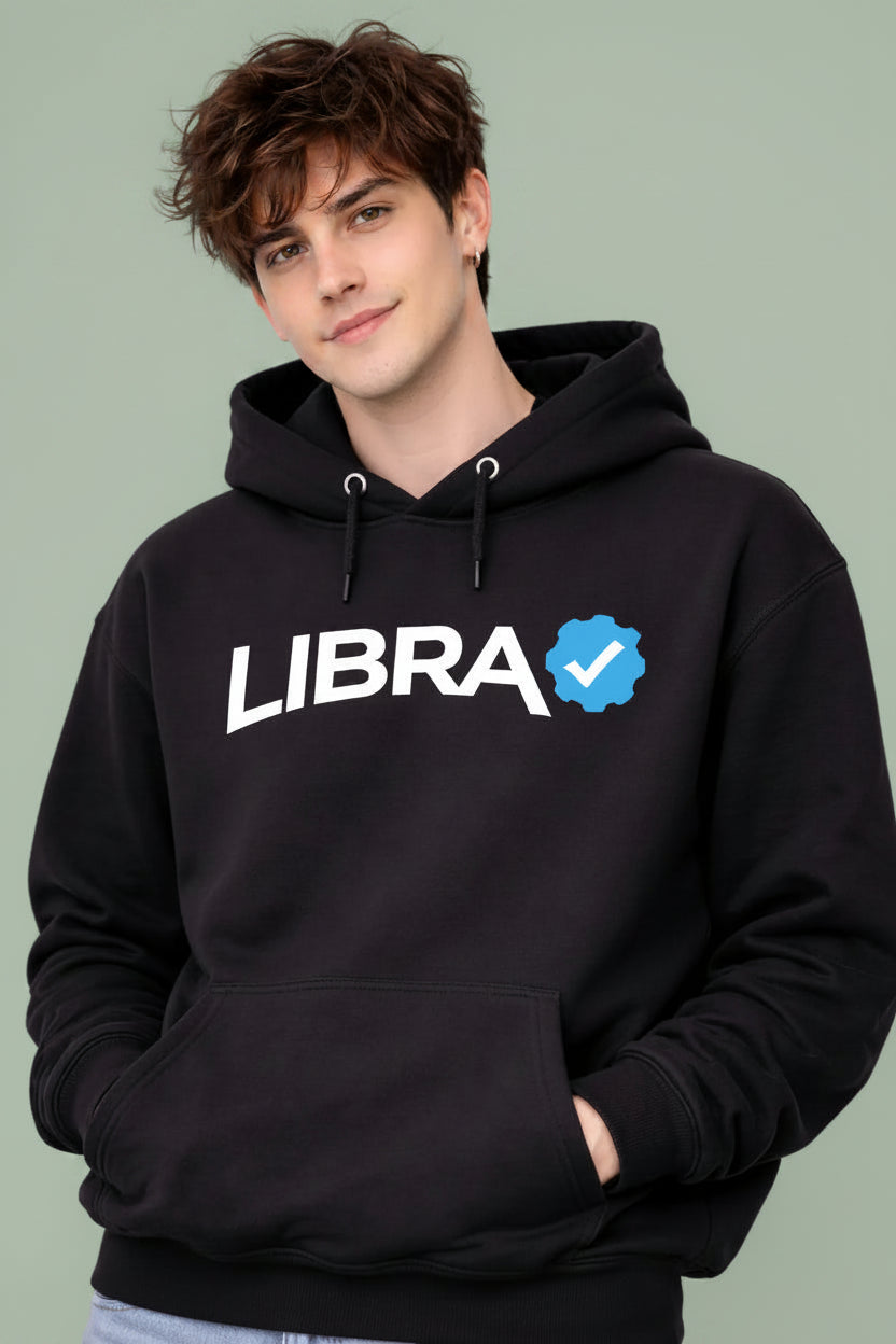 Libra Detailed black drop shoulder hoodie