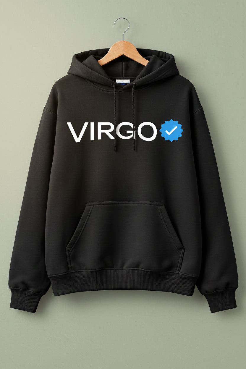 Virgo Detailed black drop shoulder hoodie
