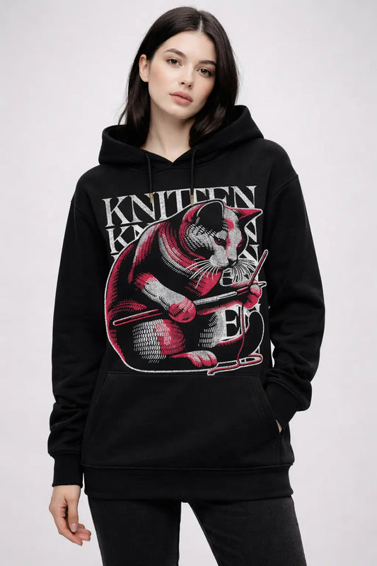 KNITTEN - Crochet Artist Black Oversized Hoodie