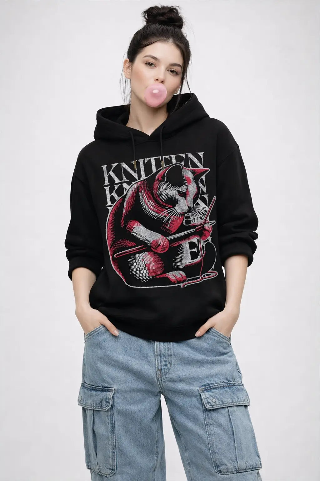 KNITTEN - Crochet Artist Black Oversized Hoodie