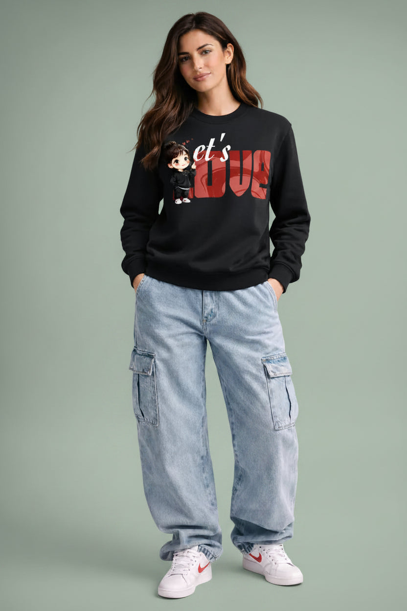 Let's Love Black premium couple Sweatshirt for women hermoza india