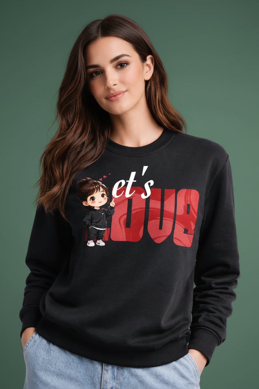 Let's Love Black premium couple Sweatshirt for women hermoza india