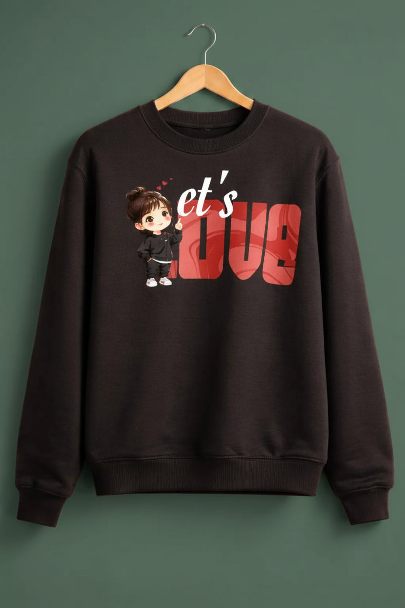 Let's Love Black premium couple Sweatshirt for women hermoza india