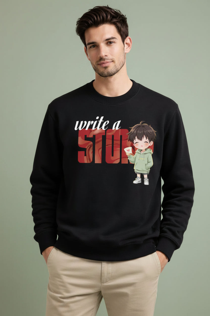 Write a Story Black premium couple Sweatshirt for men hermoza india