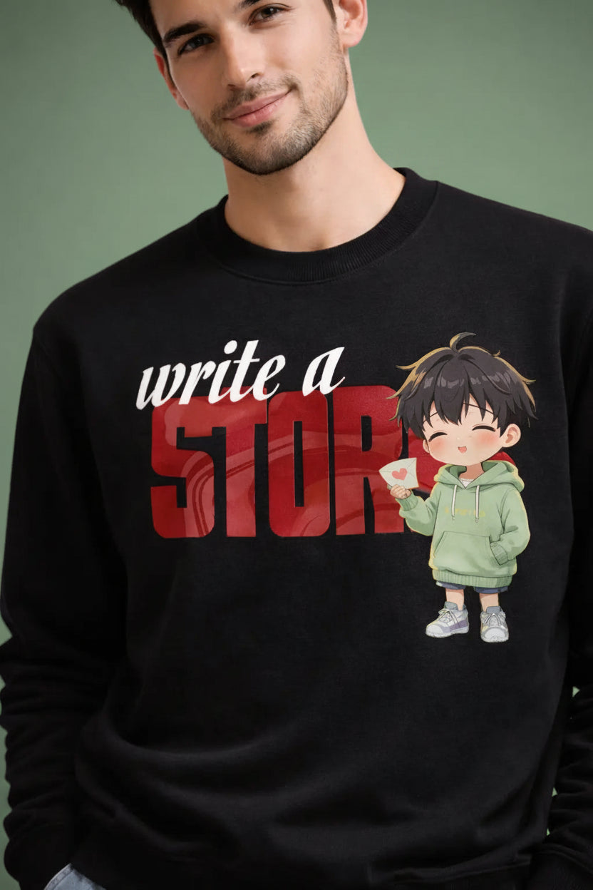 Write a Story Black premium couple Sweatshirt for men hermoza india