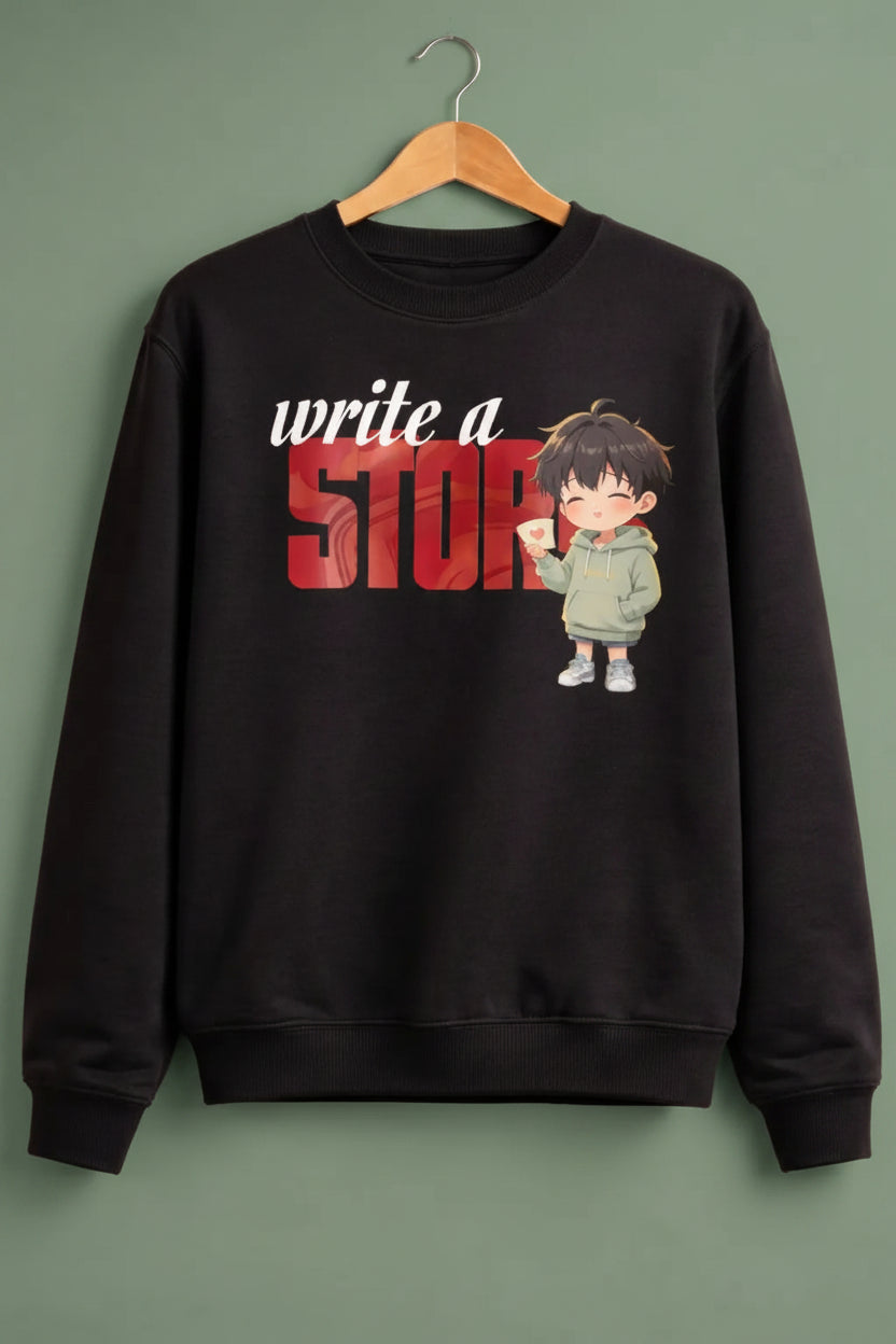 Write a Story Black premium couple Sweatshirt for men hermoza india