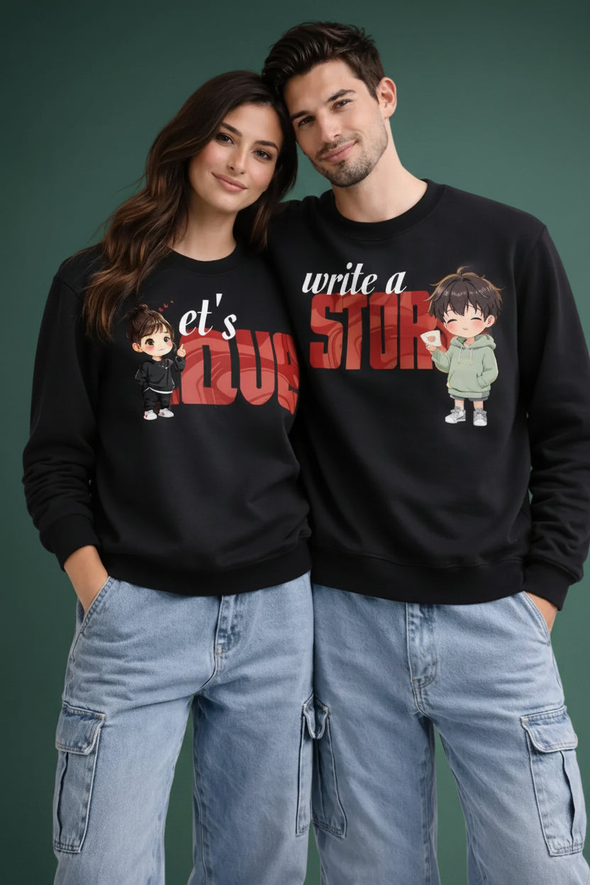 Let's Love Black premium couple Sweatshirt for women hermoza india