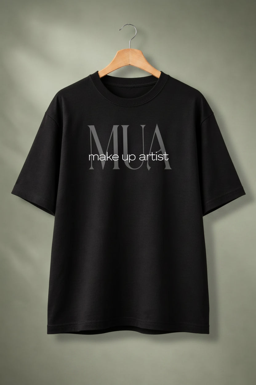 MUA Black Oversized T-Shirt  Makeup Artist Statement Tee hermoza india