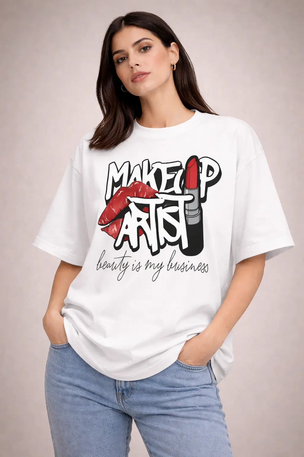 Kiss & Lipstick Designer Graphic Black Tee