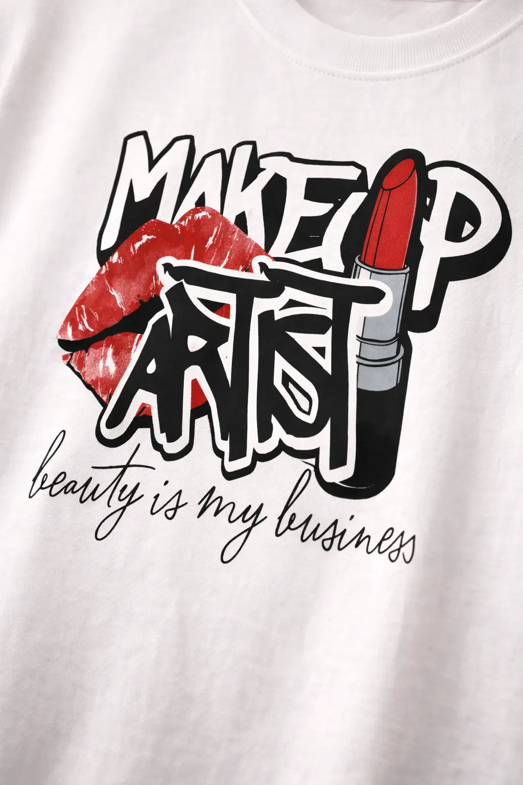 Kiss & Lipstick Designer Graphic Black Tee