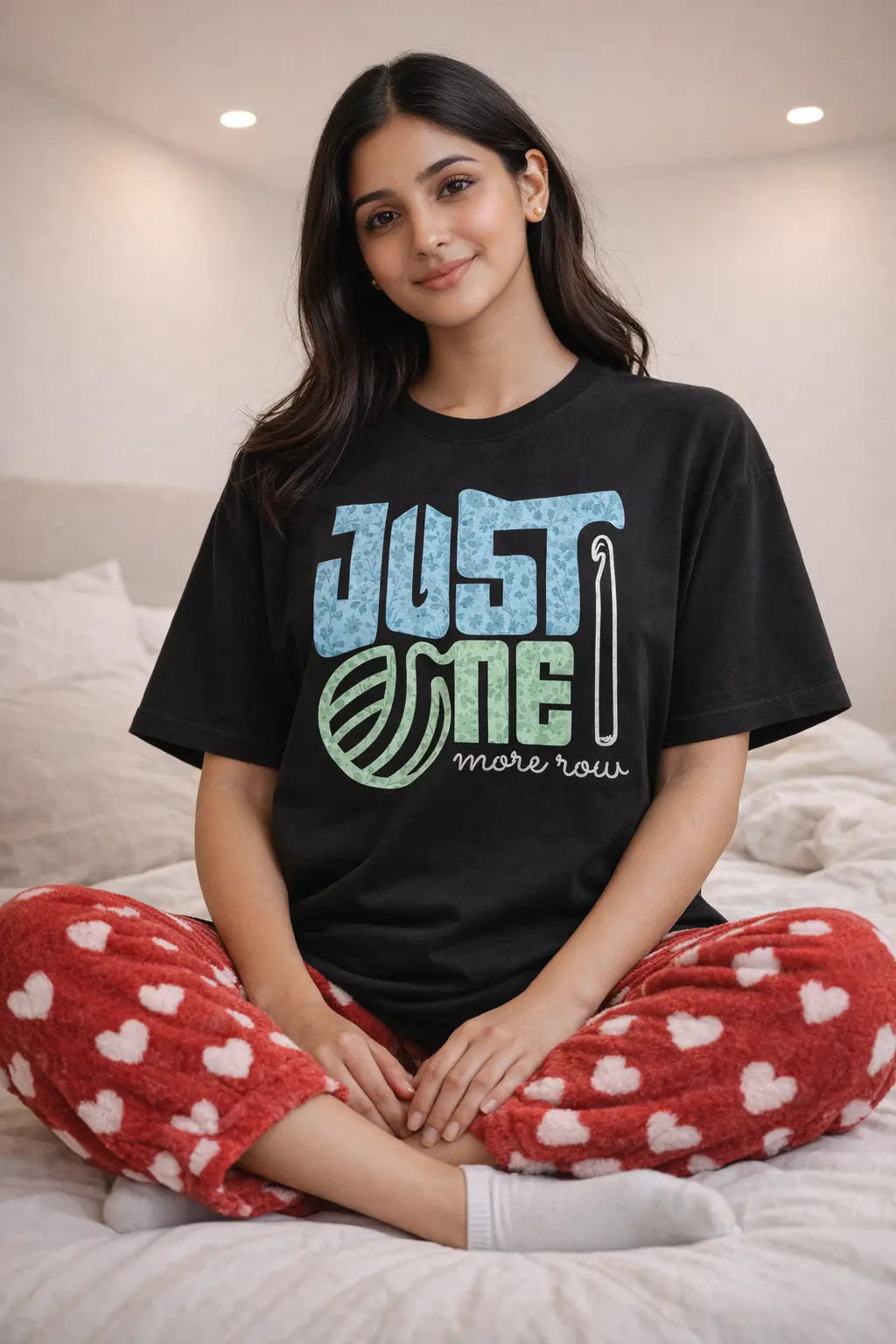 Just one more row Black Oversized T-Shirt for crochet artists hermoza india